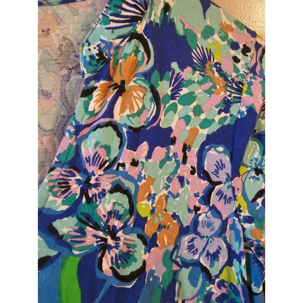 LILLY PULITZER ALAINA DRESS 3/4 SLEEVE BLUE GROTTO TWILIGHT TROPICS small $118 - Picture 8 of 9